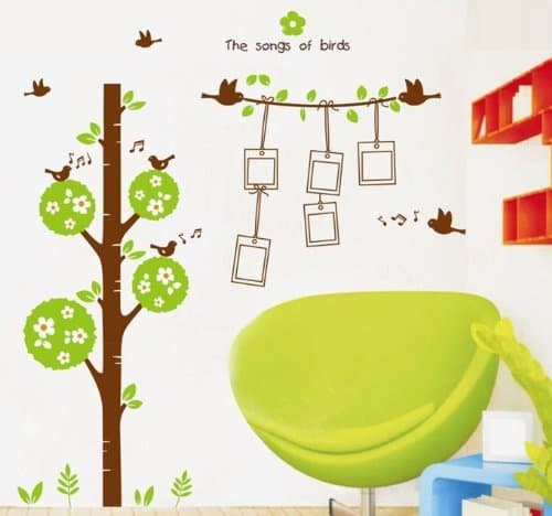 Modern House Green Tree Photo Frames Hanging Wall Decor Removable Decal Wall Sticker
