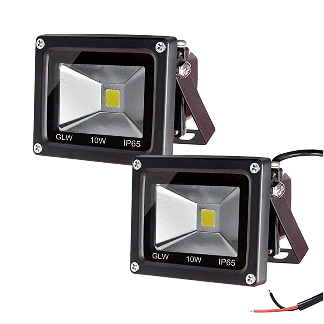 GLW Led Flood Light 2 Pack 10W 12V Ac or Dc Warm White Outdoor Lights 750lm 80w Halogen Bulb Equivalent Black Case for Trees Yard