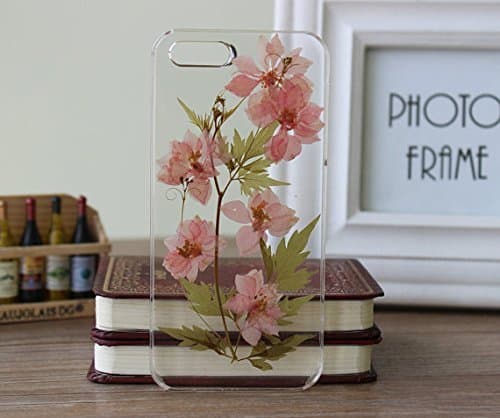 rebbygena Flower iPhone X Case Unique Pressed Floral iPhone Case for Women Modern Girly Floral iPhone X Case Crystal Clear Soft TPU Case Cover