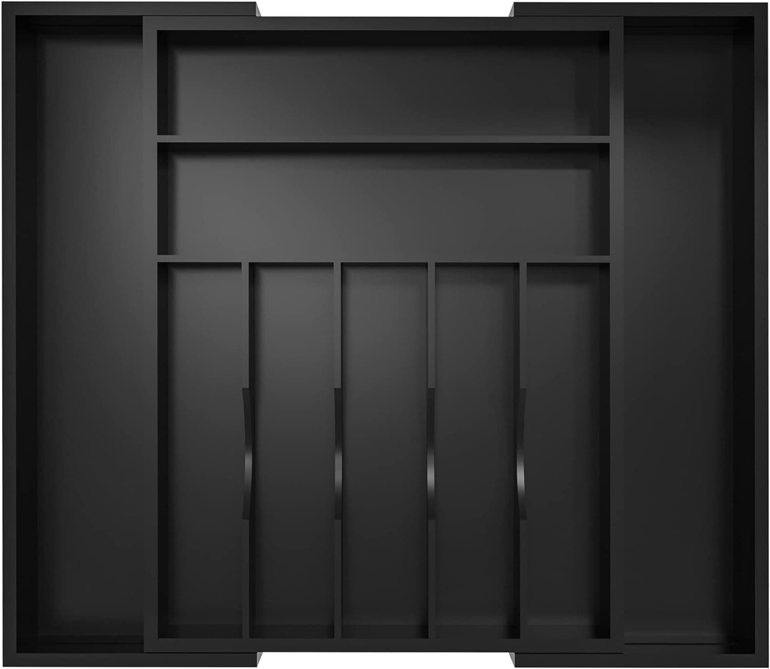 SYGNIFIC Bamboo Kitchen Drawer Organizer Expandable & Adjustable Silverware Organizer - Utensil Holder and Cutlery Tray with Grooved Drawer Dividers for Flatware and Kitchen Utensils (Black)