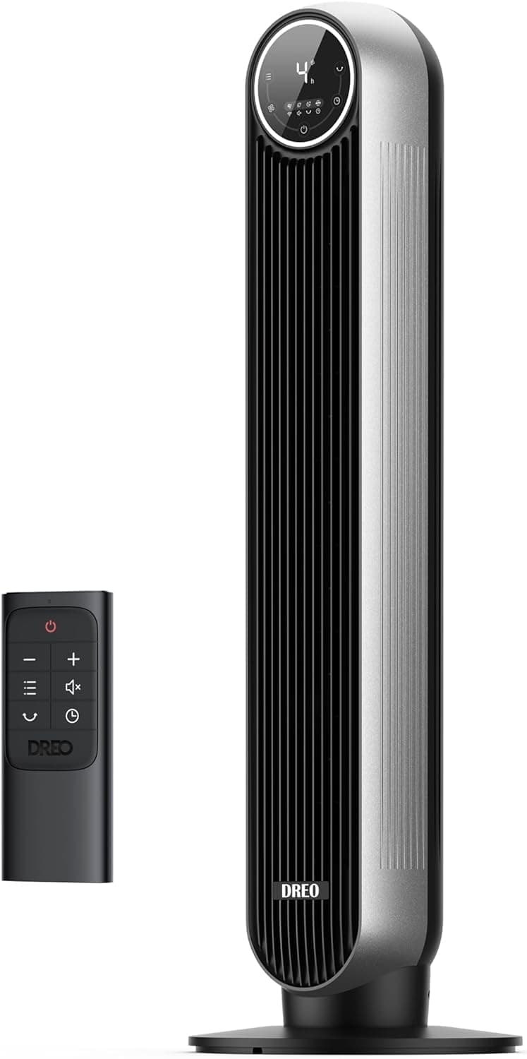 Bladeless Tower Fan - 25ft/s, 4 Speeds, 4 Modes, 90° Oscillation, 8H Timer, Ultra Quiet for Bedroom, Indoors, Silver (Tower Fan 307)