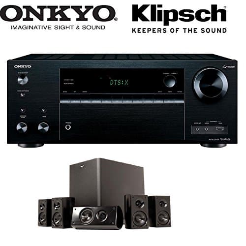 Onkyo TX-NR656 7.2 Channel Network A/V Receiver + Klipsch HD 300 Compact 5.1 High Definition Theater System (Set of Six, Black) Bundle