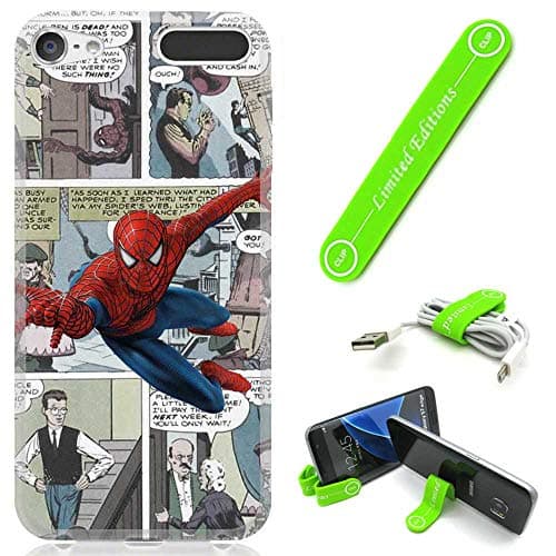 [Ashley Cases] for iPod Touch 7/6 / 5 7th/6th/5th Gen. Cover Case Skin with Flexible Phone Stand - Comics Spider Man Cartoon