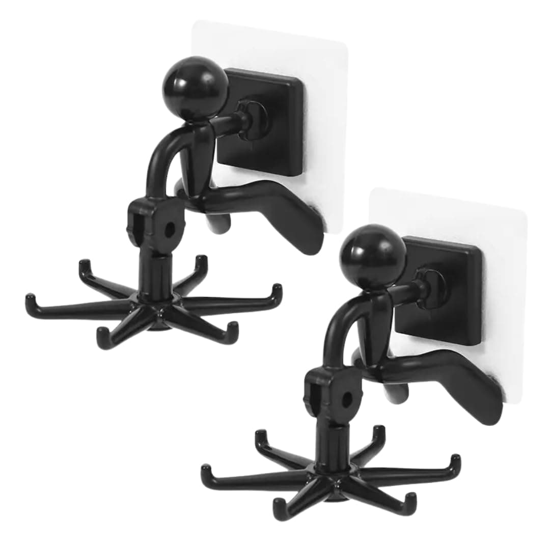 MORTON DAVIES Rotating Folding Storage Swivel Hook Plastic self Adhesive Cabinet 360 Degree Rotating Kitchen Suction Hooks for Home Bathroom, Wall-Mounted Storage Hook (Pack of 2)