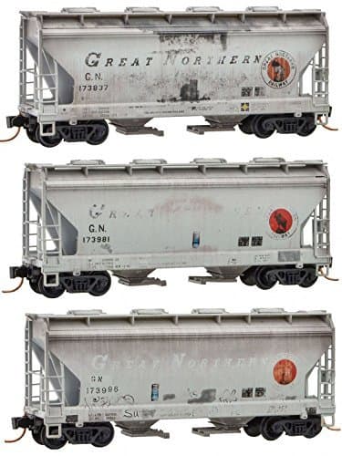 Micro-Trains MTL N-Scale 2-Bay Covered Hoppers Great Northern/GN Weathered 3-Pk