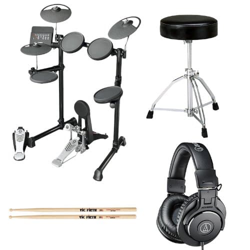 Yamaha DTX450K Drum Kit w/ Throne, ATH-M30x, Sticks Bundle
