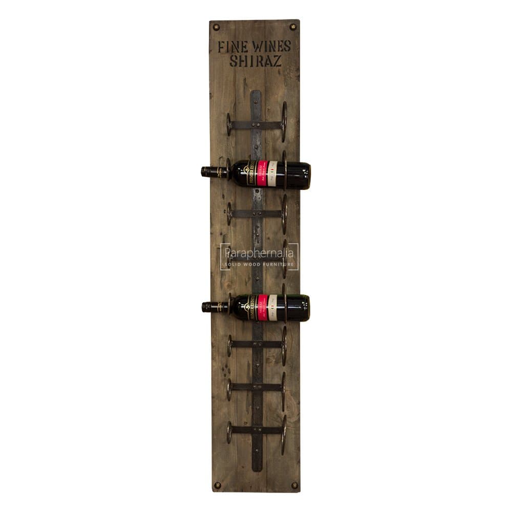 Paraphernalia Rustic Reclaimed Wood Wall Mounted Wine Rack - 8 Bottle Holder