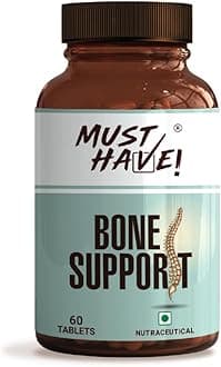 Must Have! Bone Support includes Bioavailable Calcium| Vit D3| Vit K2| Magnesium| Zinc| Selenium| Boron| Hadjod| Helps in Bone Density, Joint Mobility & Muscle Relaxation - Vegetarian Tablets 60