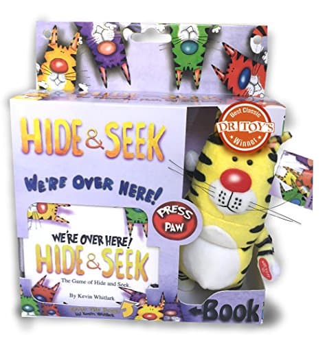 Extra Soft Interactive Stuffed Animal - Hide and Seek Plush Toy Cat with Book - Available in 4 Collectible Colors - Peeky Yellow