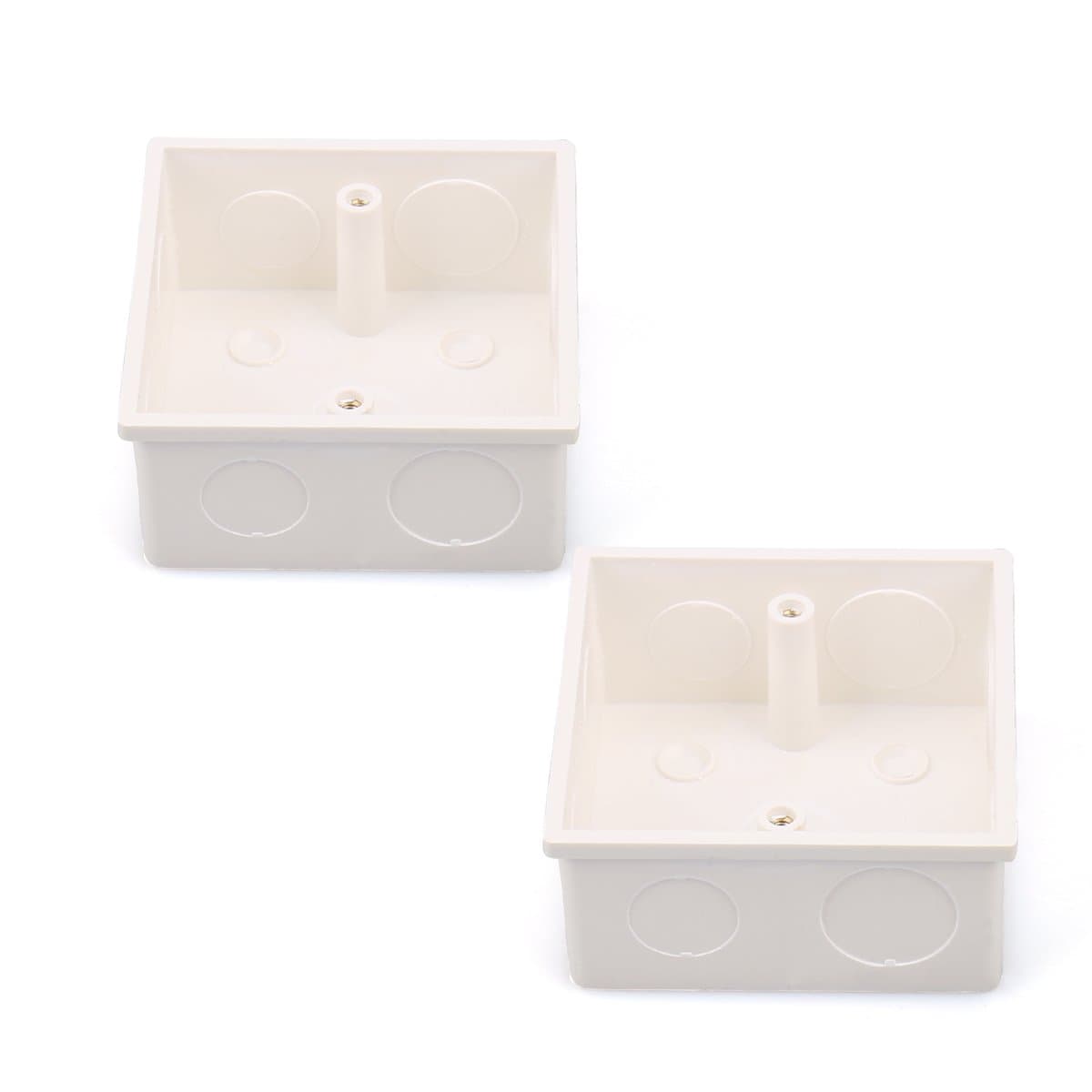 2 Pcs 86x86x38mm White PVC Flush-Type Wall Mounted Single Gang Junction Box