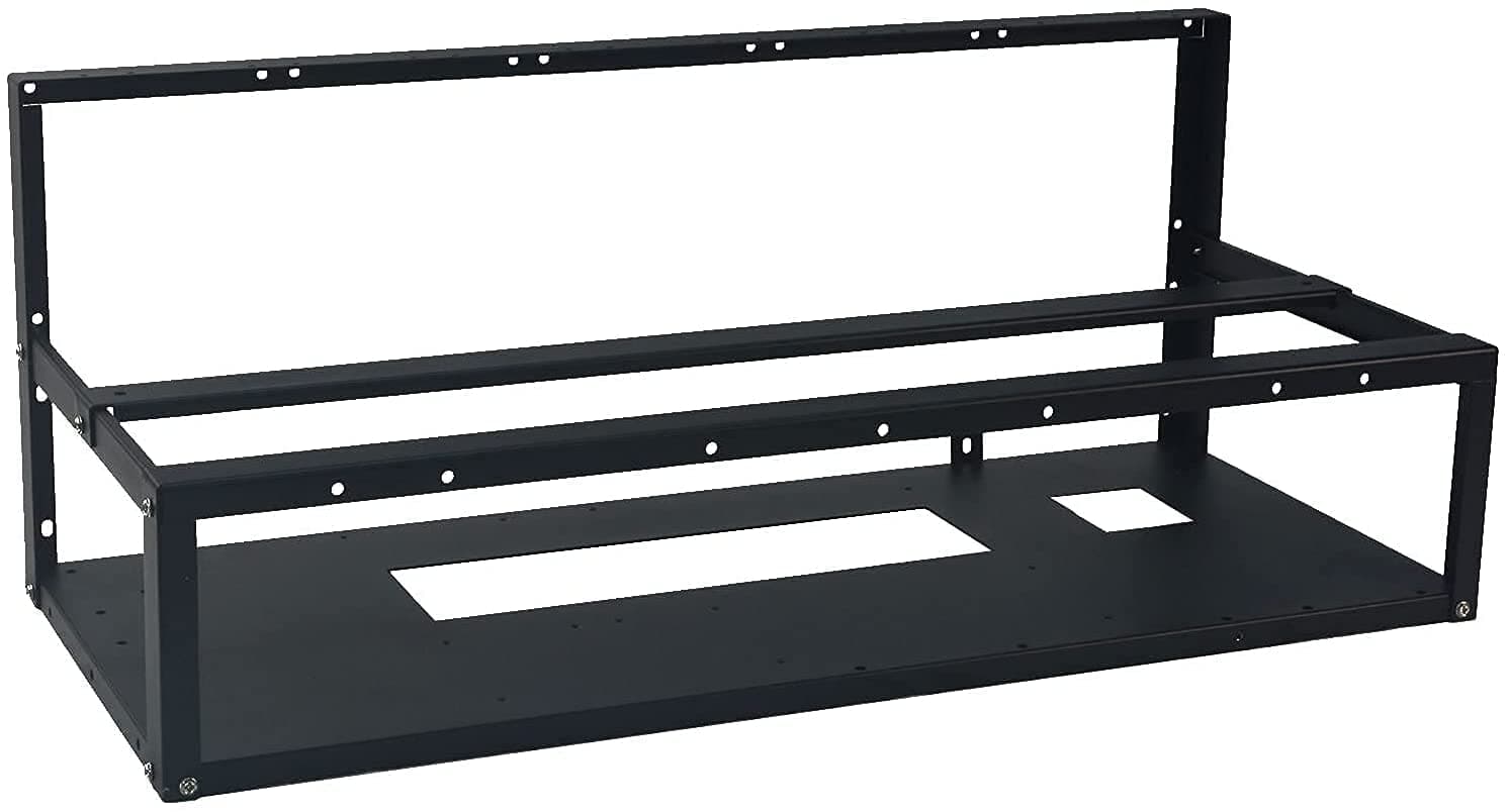 Topaliving 12 GPU Mining Rig Frame, Steel Open Air Miner Rig Case Support for Dual ATX, Bitcoin Miner Mining Rack for ETH Crypto Coin Currency Mining, Support to Dual Power Supply, Frame ONLY