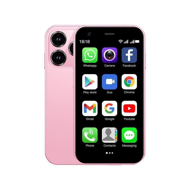 CatCalls Mini Phone 4G Unlocked 3.0'' Touch Screen Compact Mobile Phone for Kids & Students 2000mAh Battery Cell Phone with Dual SIM Quad Core Face ID//Bluetooth/GPS 3GB+32GB Memory (XS15-Pink)