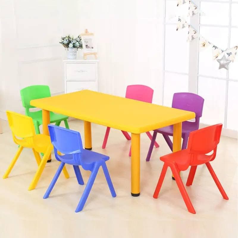 - eHomeKart Plastic Playgro Table For Kids- Playgro Rectangle Table For Kids With Set Of 4 Chairs- Perfect Fort Home- (Color May Vary)