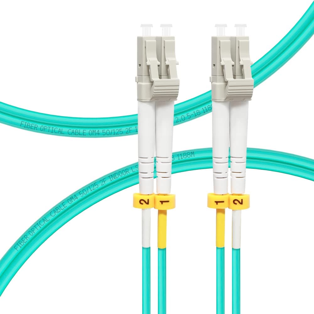 2m/7ft OM4 LC to LC Fiber Patch Cable | Length Options: 0.5m-100m, 40GB/100GB Duplex, 50/125um Multimode Fiber Optic Cable Cord LSZH 2Meter(7ft)