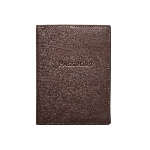 Goatskin Leather Passport Holder, Mocha