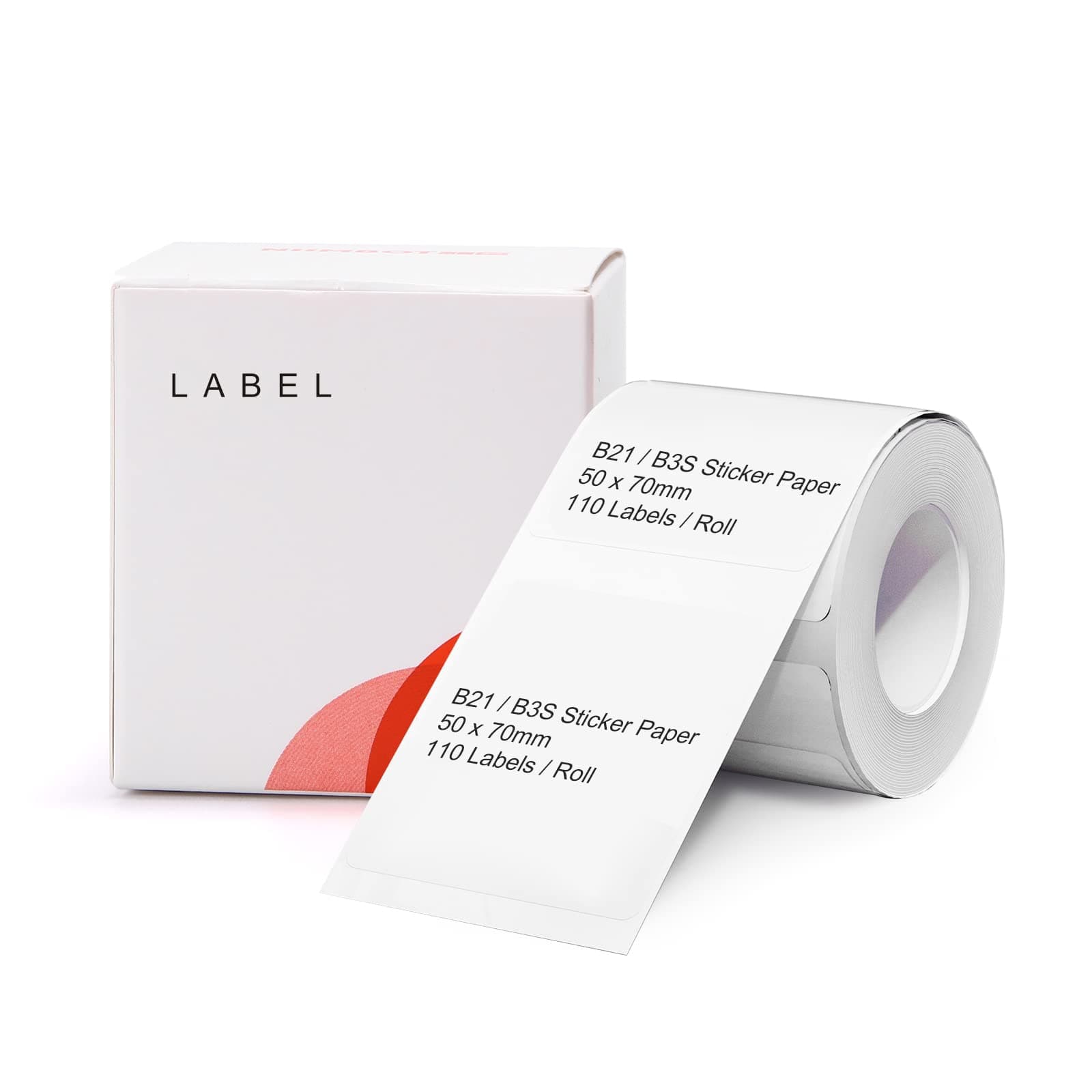 B21/B3S Lable Maker Tape 1.97" x 2.76" (50×70mm) Waterproof Sticker Paper Shipping Address Labeling Replacement with Self-Adhesive,1 Roll of 110pcs (White)