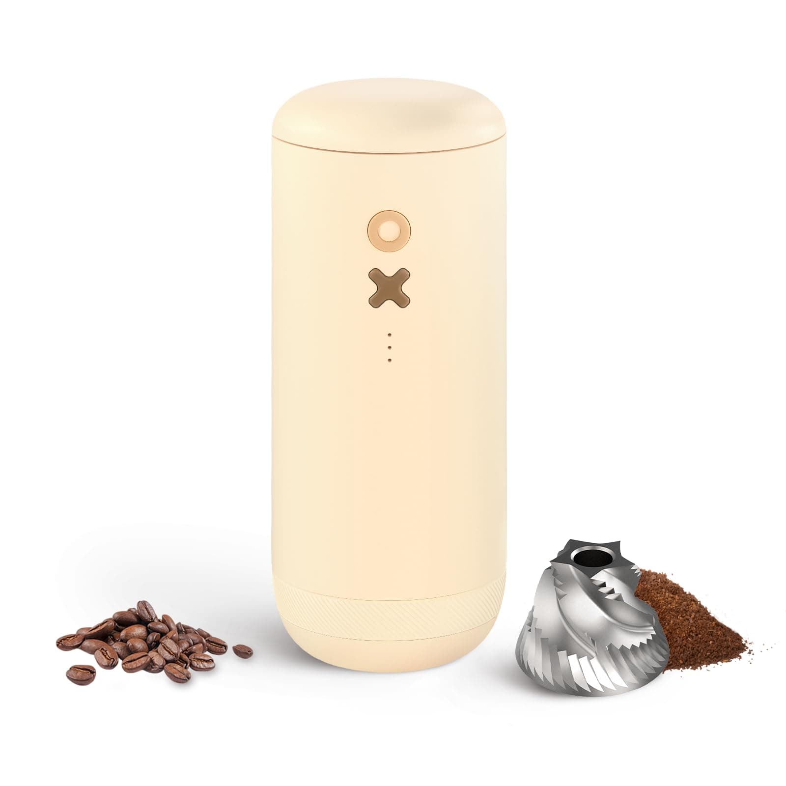 Electric Burr Coffee Grinder – Quiet, Mini, USB Rechargeable, Adjustable Conical Burr Mill, 20 Grind Settings for Espresso, Pour-Over, French Press, Moka,by Nuttii a TIMEMORE Brand (Cream)