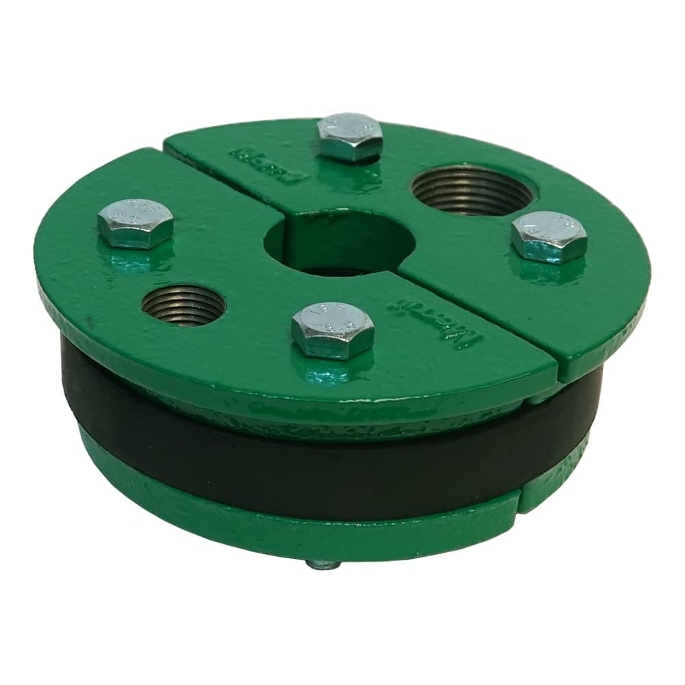 Merrill MFG 5" Cast Iron Well Seal Cap with Split Top Plate – Single Drop 1" Water Well Seal for Submersible and Jet Pumps, Heavy-Duty Cast Iron Construction for 5 Inch Well Casing