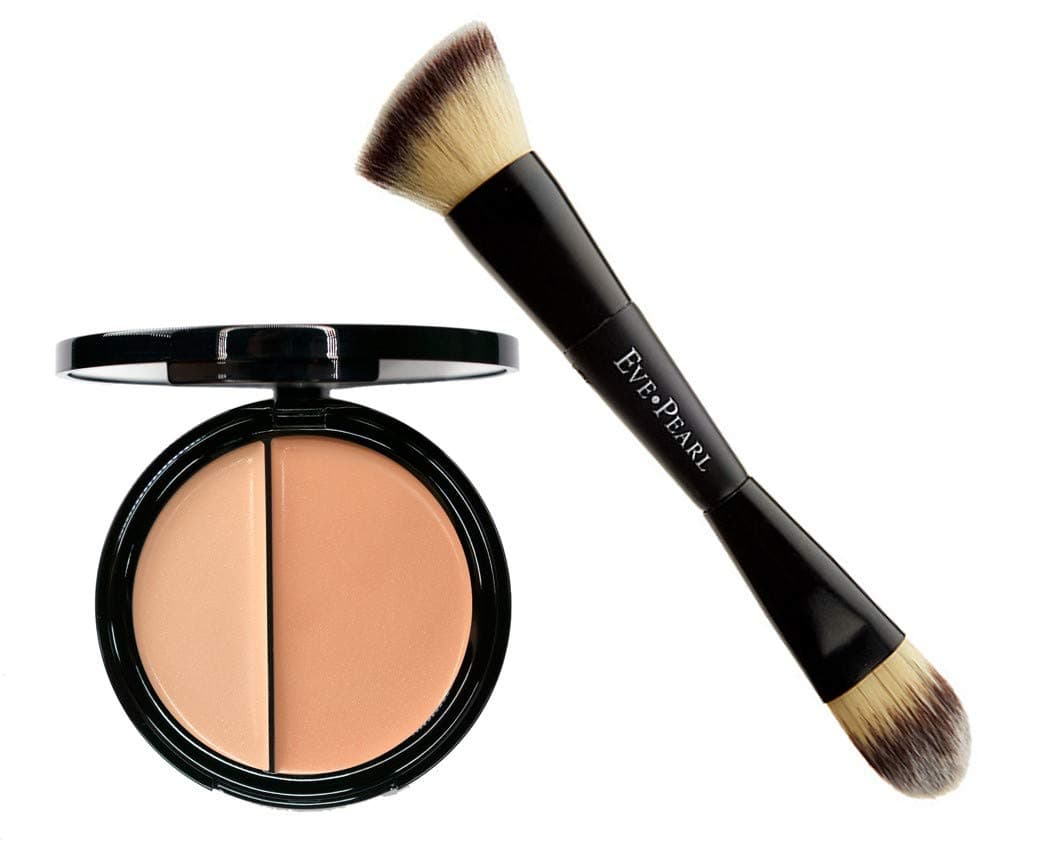 EVE PEARLHD Dual Foundation Full Coverage Long Lasting Non Greasy Vitamin E Skincare And 201 Contour Blender Brush Set Makeup Kit (Light)