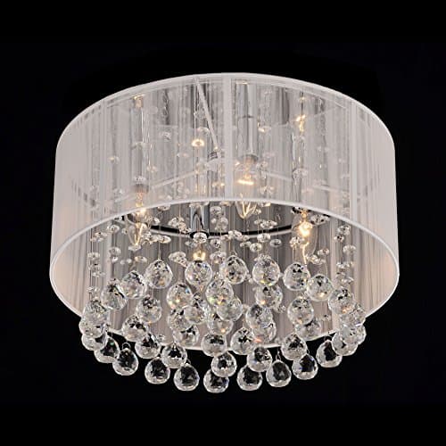 Flushmount 4-light Chrome and White Crystal Chandelier