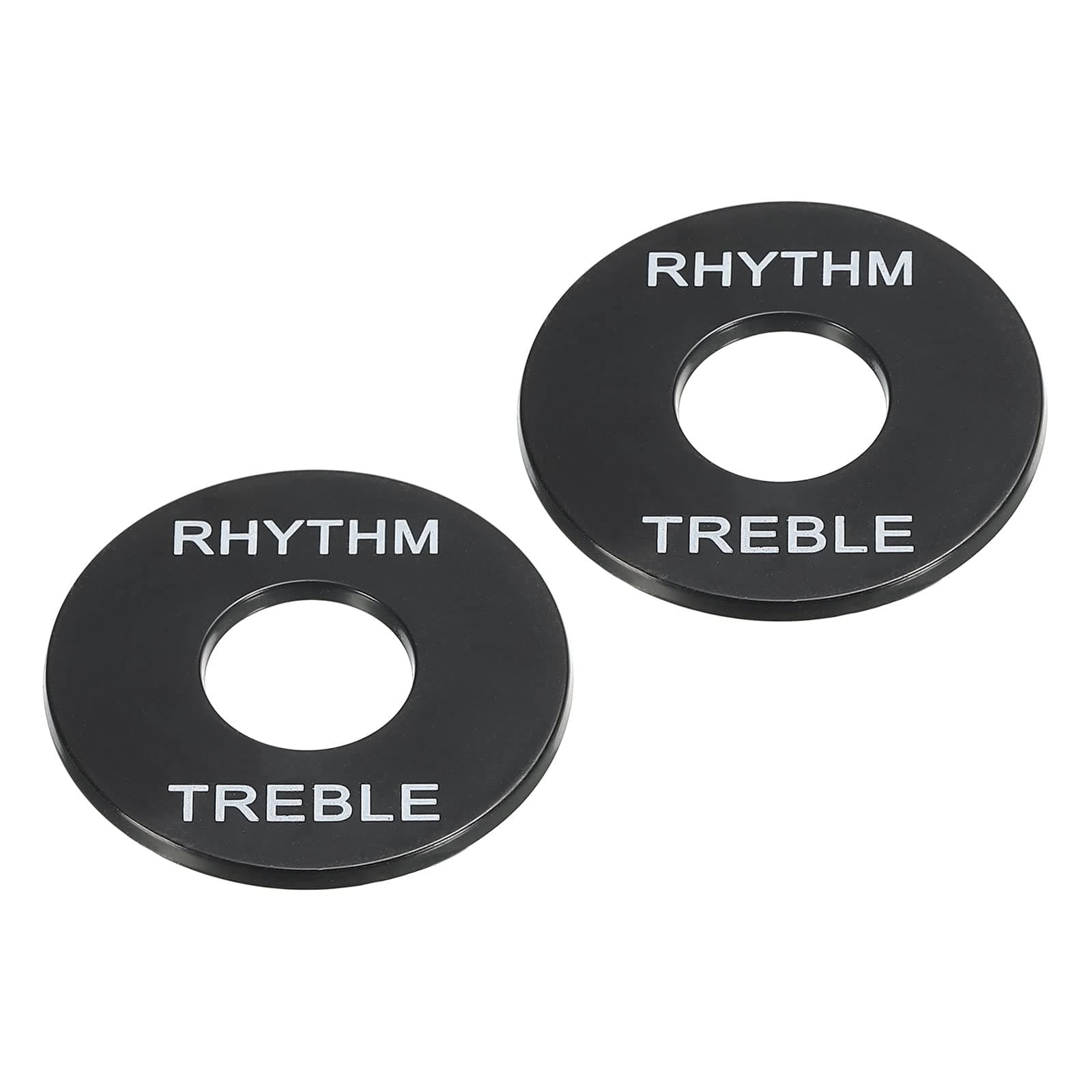 MECCANIXITY Guitar Toggle Switch Washer Plate Rhythm Treble Ring Black with White Letter for Electric Guitar Pickup 2pcs