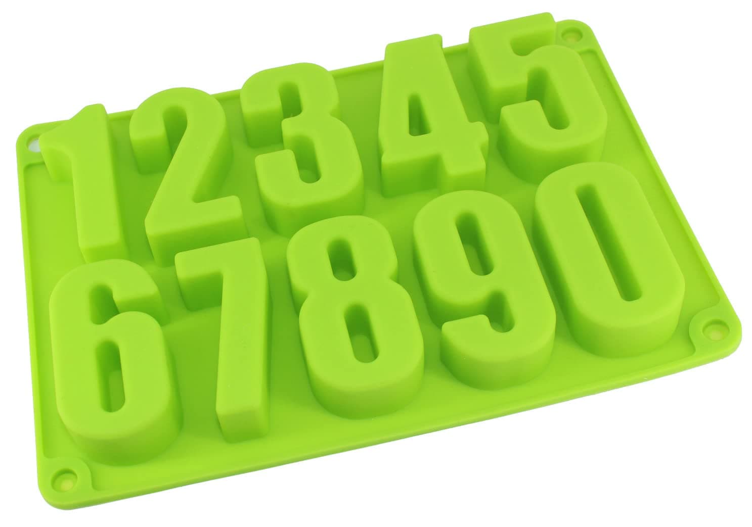 Large Silicone Number Mold 0 - 9 Chocolate Cake Baking Pan Green Ice Tray Mold