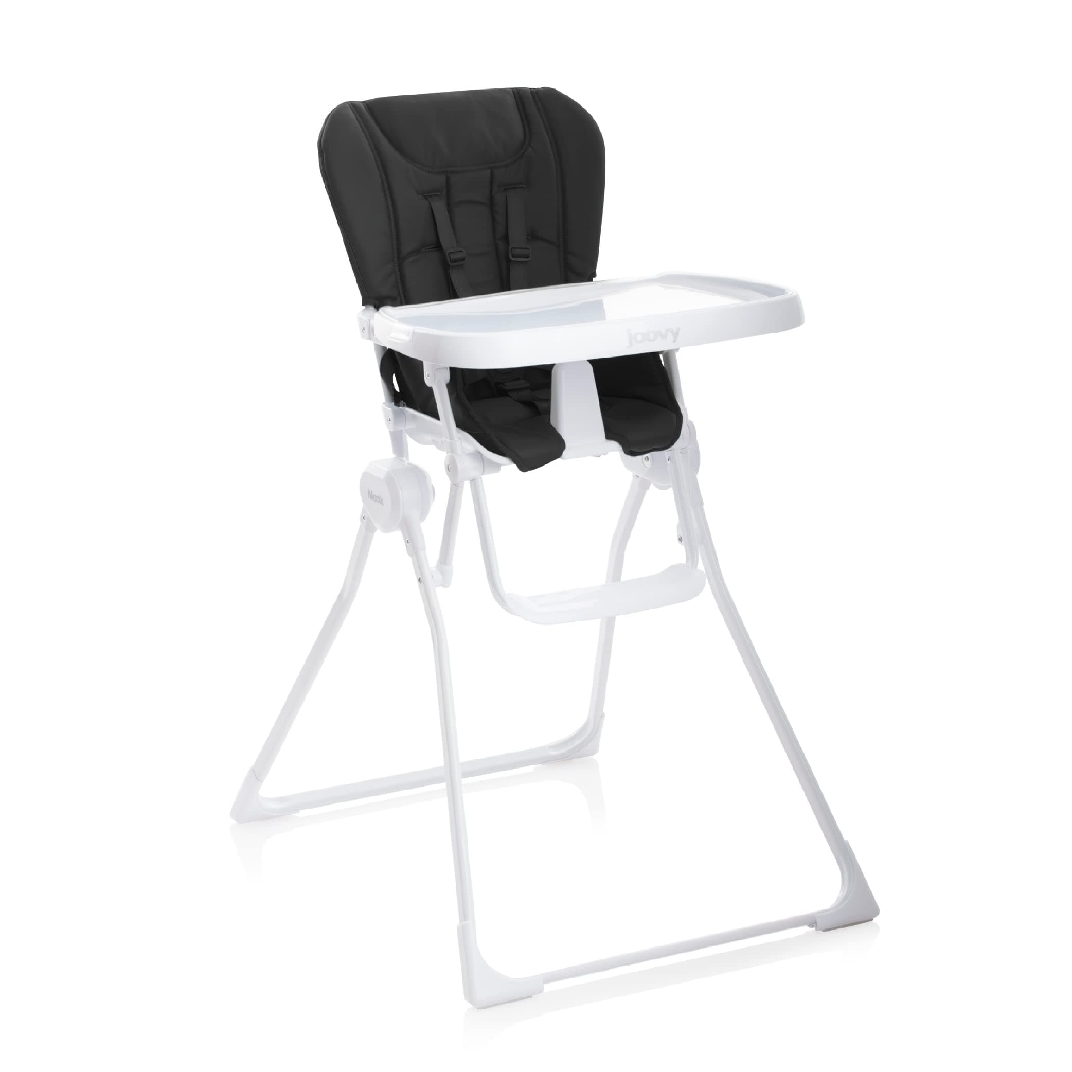 Joovy Nook High Chair Featuring Four-Position Adjustable Swing Open Tray, and Removable, Dishwasher-Safe Tray Insert for Easy Cleaning - Folds Down Flat for Easy Storage (Black)