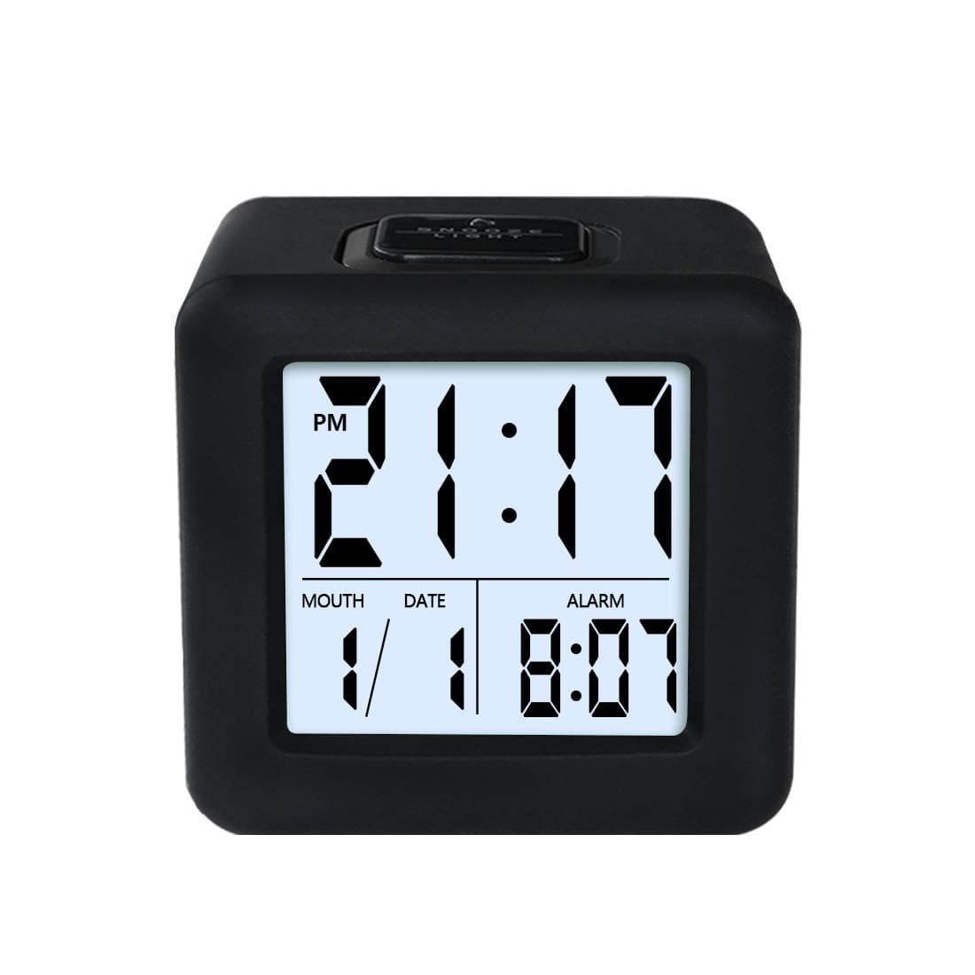 Alarm Clock Digital Clock Smart Backlight with Dimmer (Black)