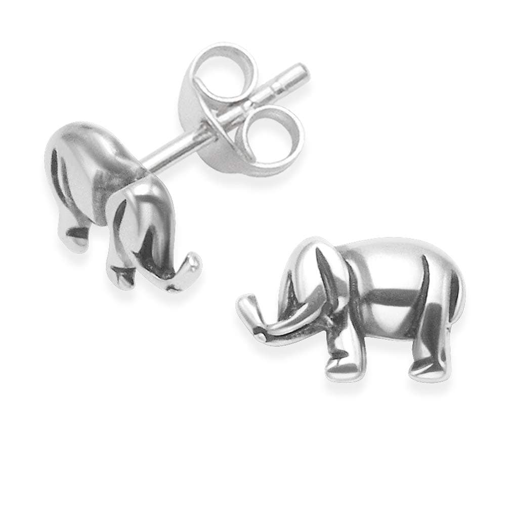 Heather Needham Sterling Silver Elephant Earrings - Silver Elephant Studs SIZE: 6mm. MUCH SMALLER THAN SHOWN (Note how big the post is shown!). Gift Boxed. 5081
