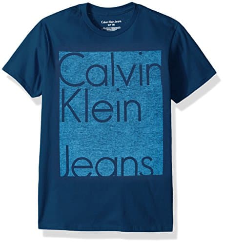 Calvin Klein Big Boys' Track Logo Crew Neck T-Shirt