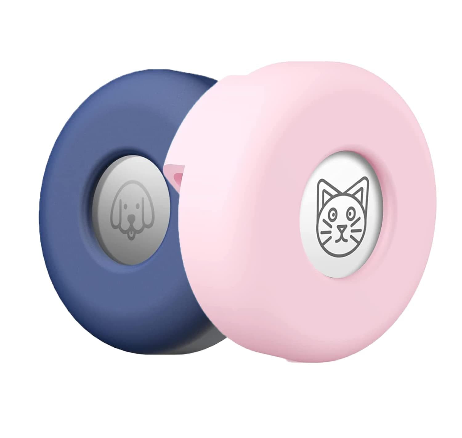 2 Pack Airtag Dog Collar Holder, Pack Silicone Pet Collar Case for Apple Airtags, Anti-Lost Waterproof Airtag Dog Collar Holder Compatible with Cat Dog Collars (Pink/Blue)