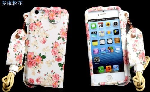 Thinkcase Carryberry 5 5S 5C Pattern Flower Leather phone case neck hanging wear strap rope cover for iphone 5C 5S DF13#