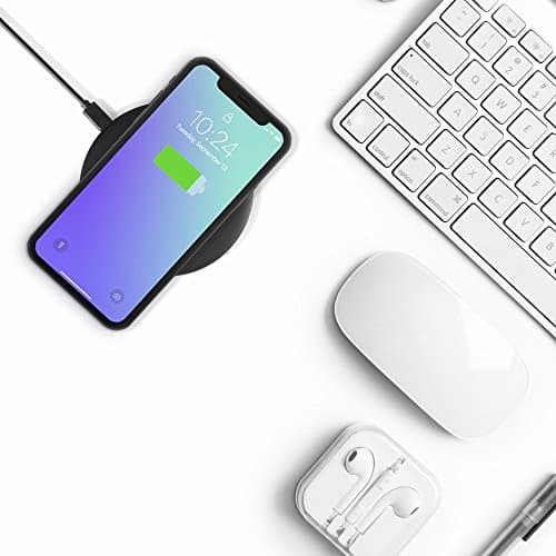 Siroflo Wireless Charger Pad, Charging Pad for iPhone X, iPhone 8/8 Plus, Samsung Galaxy S9/S9Plus/S8/S8 Plus/S7/S7 Edge/Note 8/Note 5 [No AC Adapter][Ultra Slim][Sleep-Friendly]