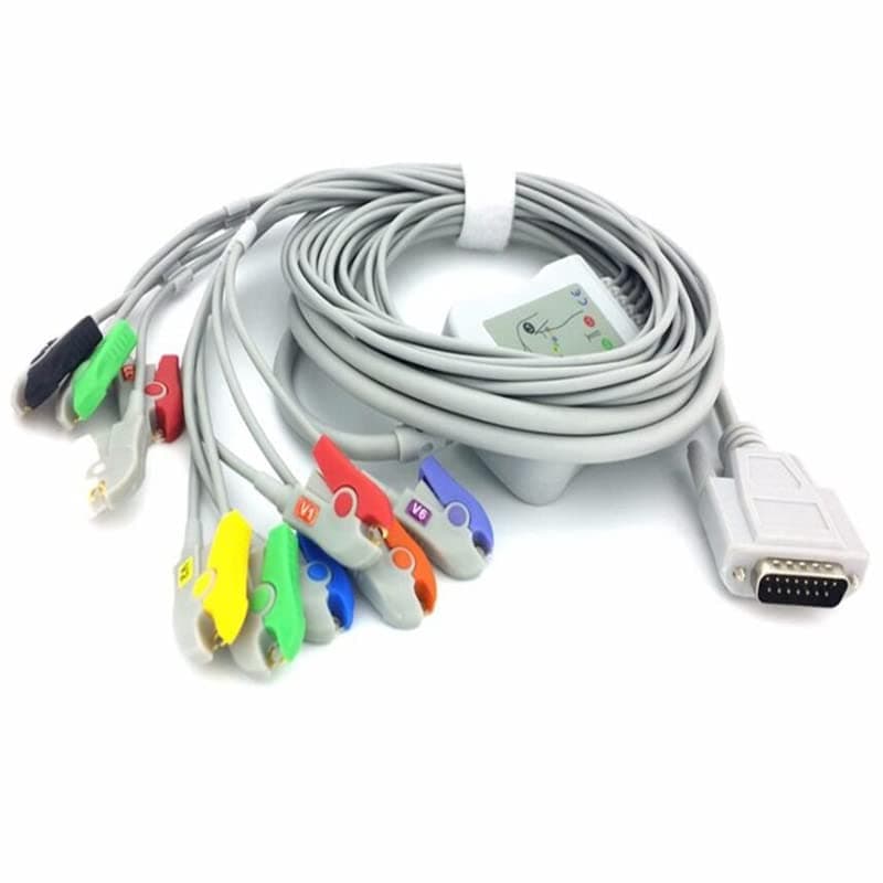 AETOOL - Improv - Compatible For Nihon Kohden -1250,-1350 EKG Cable with Leadwires 10 Leads Cable Clips End TPU (AHA Standard(V1-V6))