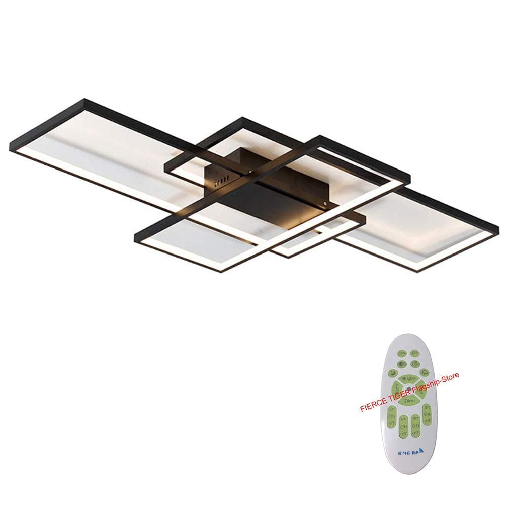 LED Ceiling Light Living Room Lights Dimmable Ceiling Light Chandelier Modern Chic Ceiling Night Light Metal Acrylic Remote Control Indoor Bedroom Restaurant Dining Table Ceiling Light (Black)