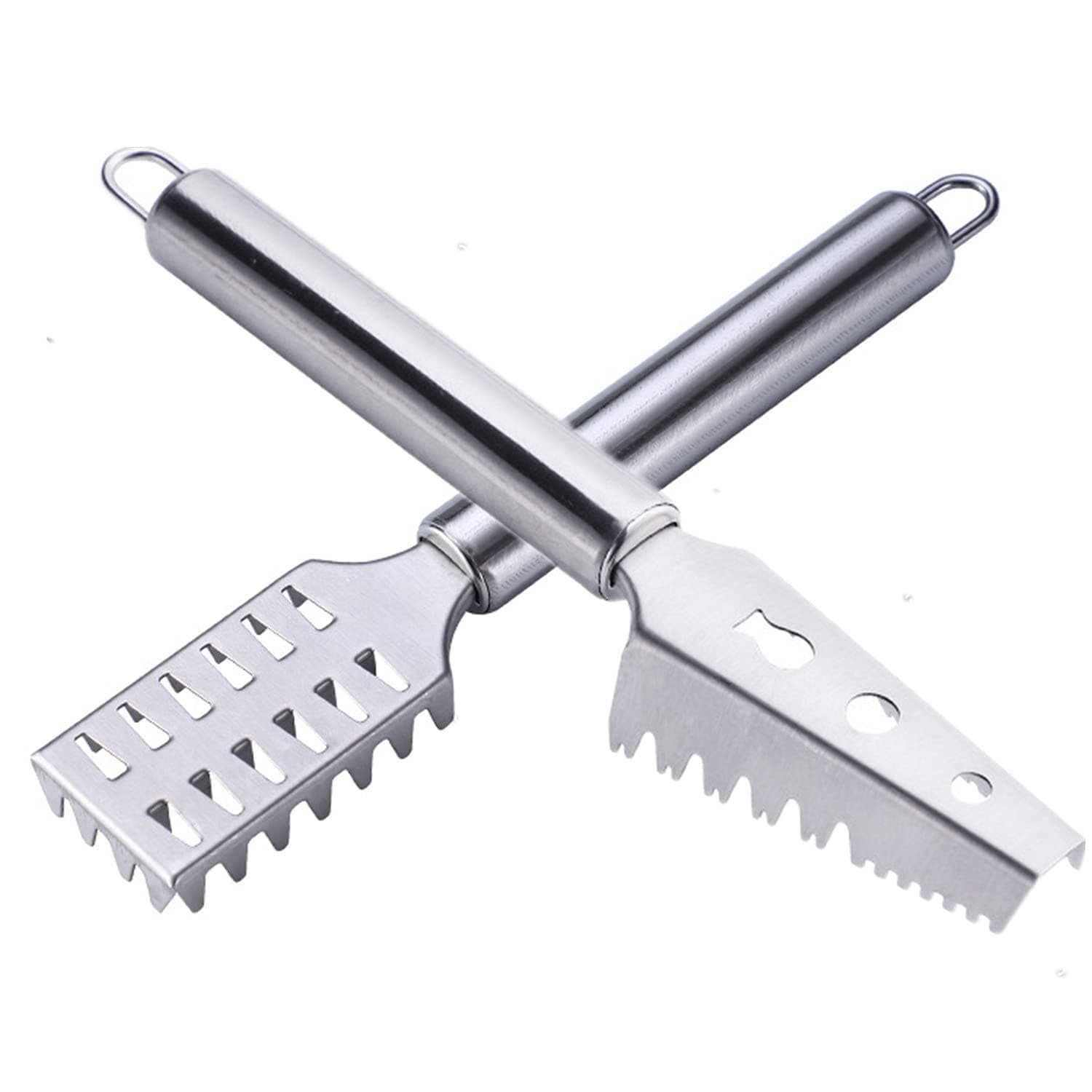2PCS Fish Scale Remover Scraper Cleaning Tools Skin Remover Stainless Steel Sawtooth Brush Machine for Kitchen Scaler Cutting Knife