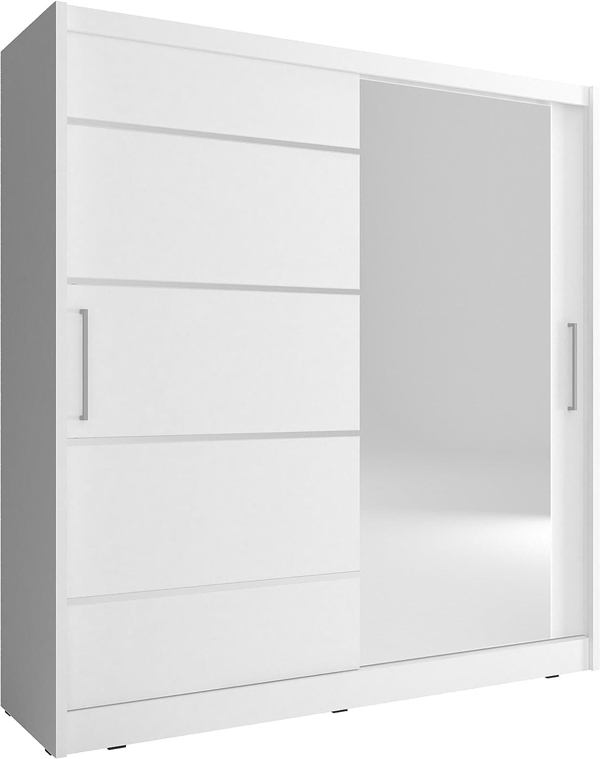 Wardrobe with 2 Sliding Doors 7 a Drawers with Mirror & Shelves for Bedroom - White Color(WxHxD):180x200x62 cm, Suitable for Bedroom, Laundry Room, Closet, Garage,