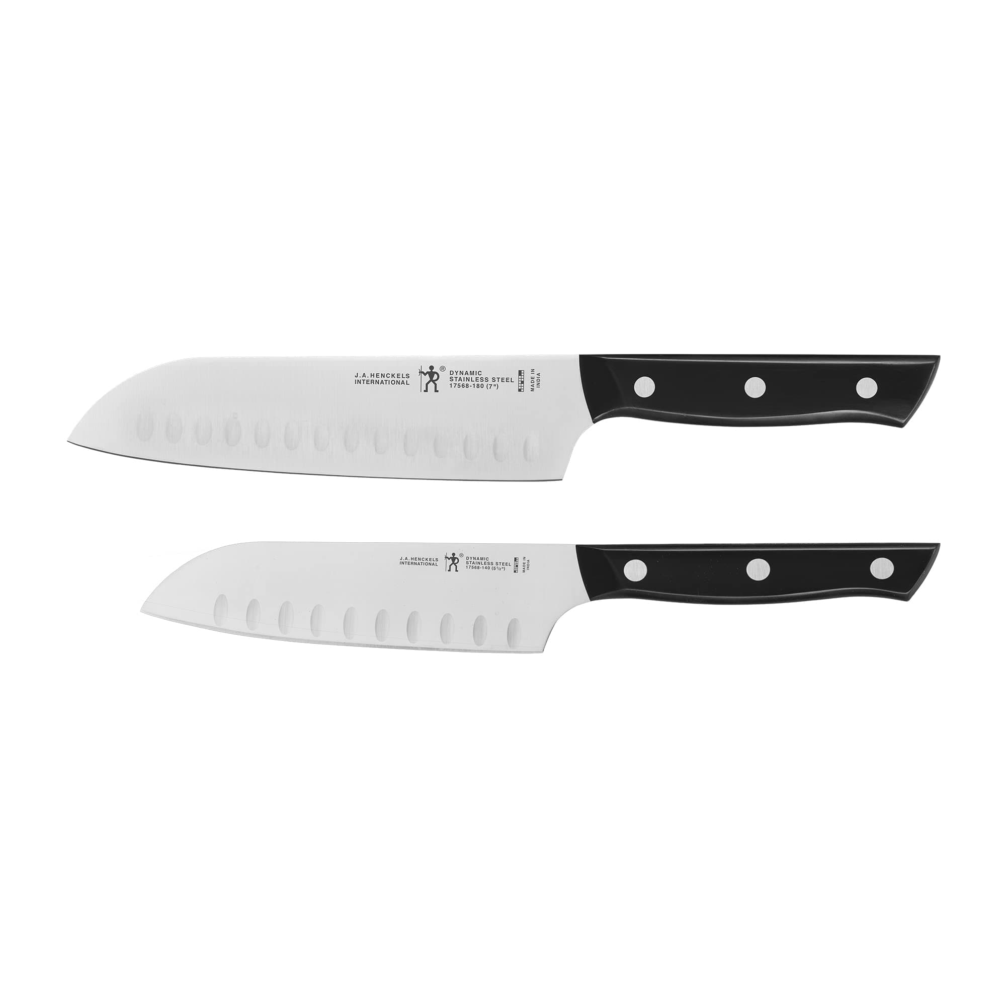 Dynamic Razor-Sharp 2-pc Knife Set, Santoku Knife 5.5 Inch, Santoku Knife 7 Inch, German Engineered Informed by 100+ Years of Mastery, Stainless Steel