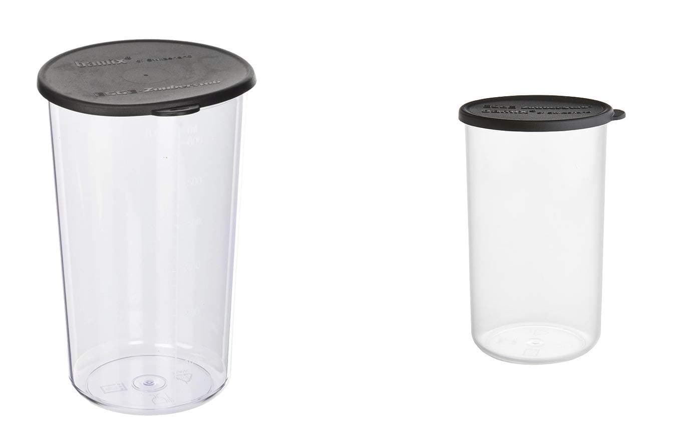 Bamix Immersion Blender Beaker Set - 400 mL & 600 mL with Black Lids, Bundle