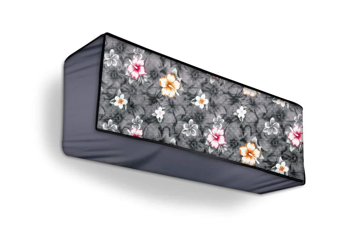 Polyester Split Ac Cover Indoor Unit For 1 Ton Capacity Ac, All Weather Cover/Attractive Digital Prints/Dustproof/Water Resistant Split Ac Cover (Grey Flower)
