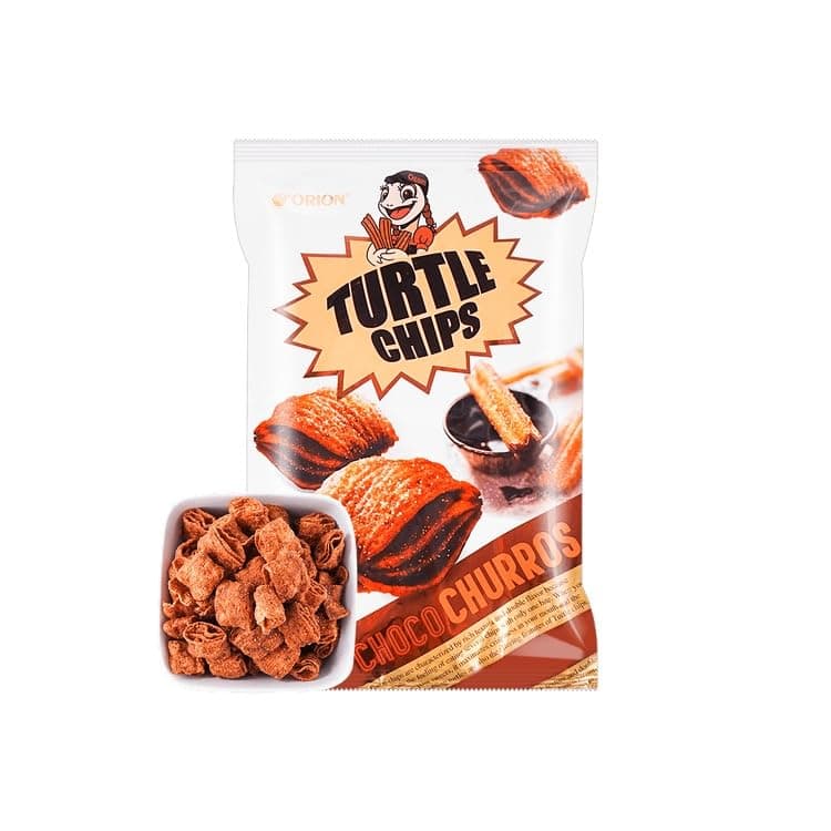 Orion Turtle Chips Crunchy Crispy Choco Churros Flavour Korean Snacks 481g (Pack of 1)