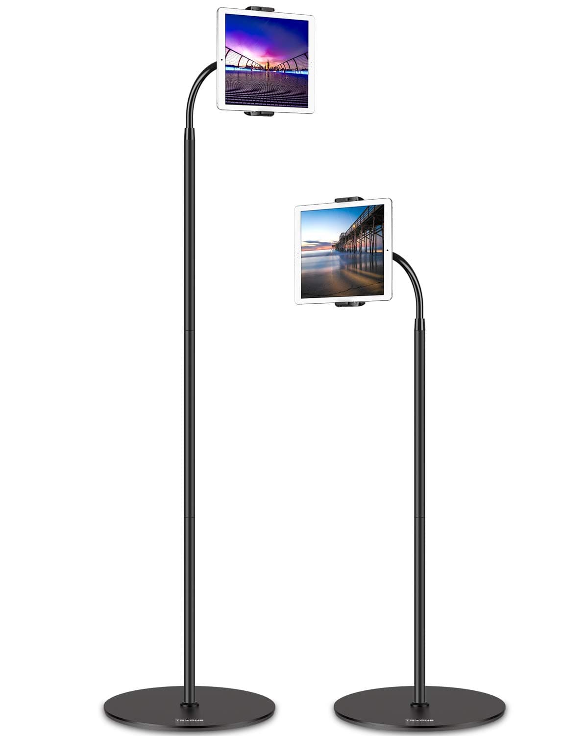 Tryone Tablet Stand - Tablet Floor Stand with 7.9 inch Gooseneck Arm Compatible with Smartphones/Tablets/Switch 4.7"-13", Height from 11.8-47.2 inches