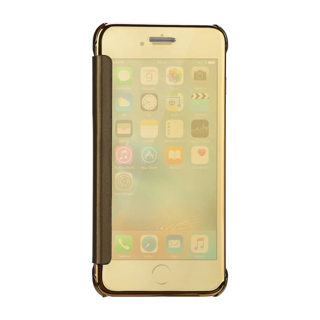 iMusi iPhone 7 Plus Cases/iPhone 8 Plus Cases, Mirror Smart Clear Transparent View Window Flip Cover for Apple iPhone 7 Plus/iPhone 8 Plus - Gold