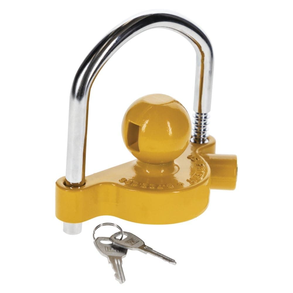 Towpower 72783 Coupler Lock, Adjustable Storage Security, Heavy-Duty Steel, Yellow and Chrome ( Universal Fit)