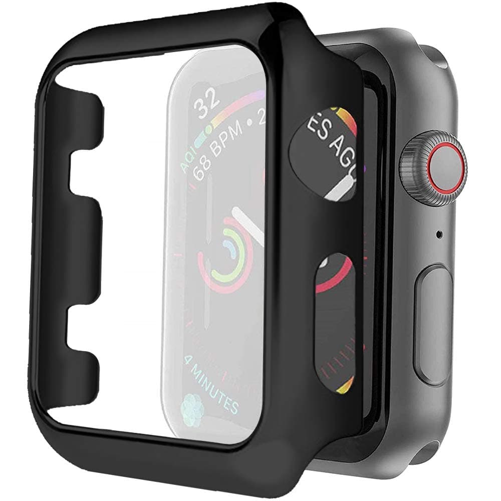 Hard PC Case for Apple Watch Series 4/5/6/SE 44mm Screen Protector,Premium Plating Protective Ultra-Thin PC Plated Bumper Anti-Scratch Full Cover for Apple Watch Series 4/5/6/SE 44mm (Black)