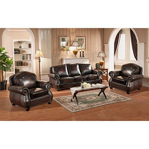 Hydeline 3 Piece Hyde Sofa Set, Burgundy/Brown