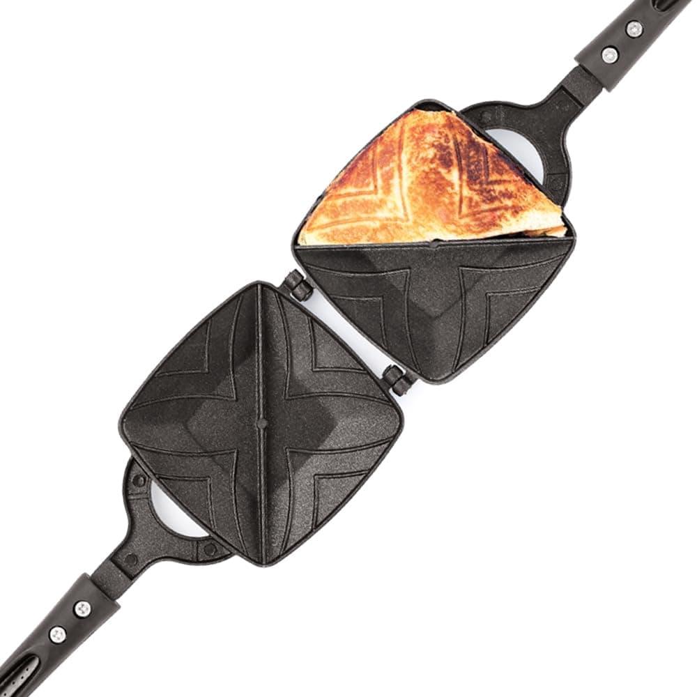 Optima Quick Heating Gas Compatible Toaster with Non stick Coating and Bakelite Handle 2 Cut Design, Easy Release, Ergonomic Bakelite Handle, PFOA- Free