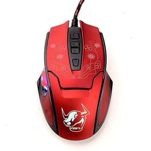 Laser PC Wired Gaming Mouse ZENBLU USB Port Ergonomic Led Mice Optical High Precision Office 7 Buttons Adjustable 3200 DPI for Video Games Laptop Computer Desktop Notebook Tablet Red