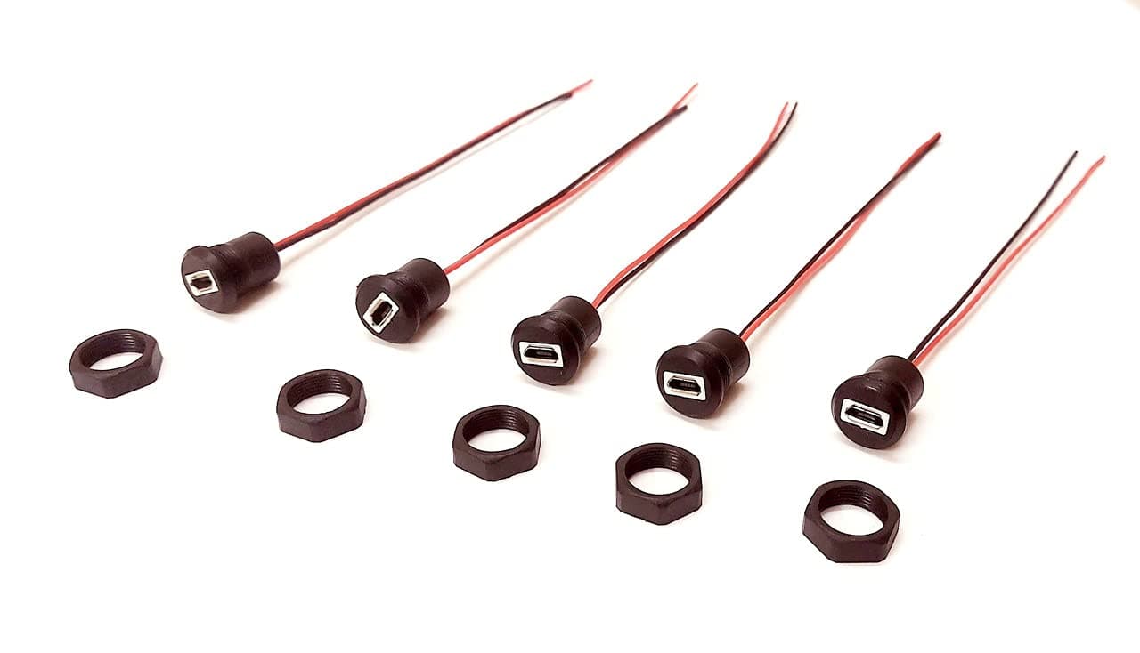 ERH India (Pack of 10 Pc) Micro USB Female Socket Connector with Wire for PCB Universal Micro USB Port Female Jack Socket for DIY Electronic Projects (10 Pcs),Black(Micro USB Port Wire)