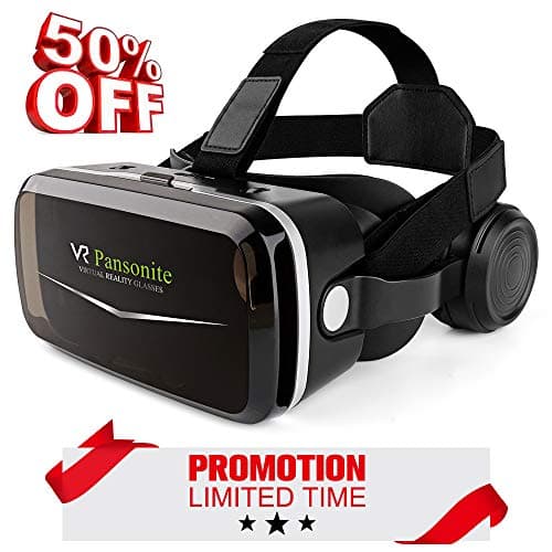 [2018 Upgrade Version] Pansonite VR Headset with Eye Protection Mechanisms, 3D Virtual Reality Goggles for Movies & Video Games, Light Weight, Compatible with Smartphones Within 4.7-6.0 Inch